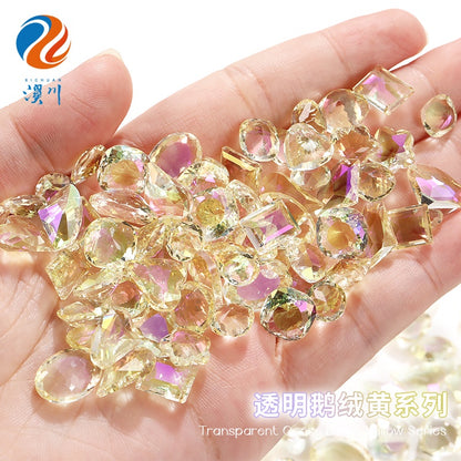Nail Rhinestone 10pcs Glass Products Transparent Goose Down Yellow Series Crystal Mobile Phone Stick Rhinestone Diy Accessories