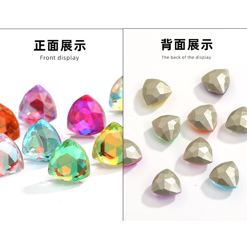 Shiny 10pcs Dazzle pointy bottom drill diy high-grade fat triangle rhinrhiner jewelry Nail accessories