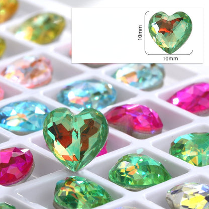 10mm Heart Dome Surface Glass Crystal K9 Nail Art Rhinestone for DIY Jewelry Making