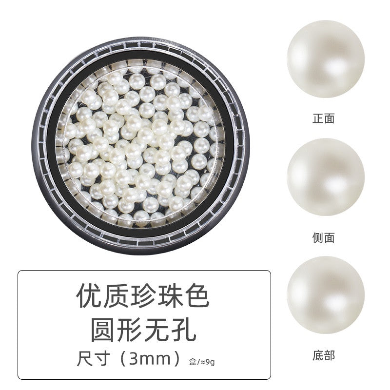 Pearl Box Japanese Simple Mixed Half Round Full Round Box Pearl Nail Jewelry