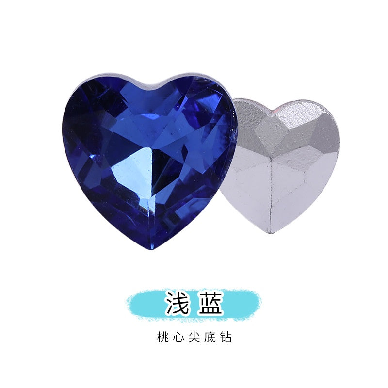 12mm Rhinestone Love Rhinestone Crystal Glass Rhinestone  Pointy Bottom Peach Heart Diy Mobile Phone Paste Rhinestone Accessories Clothing Jewelry Rhinestone