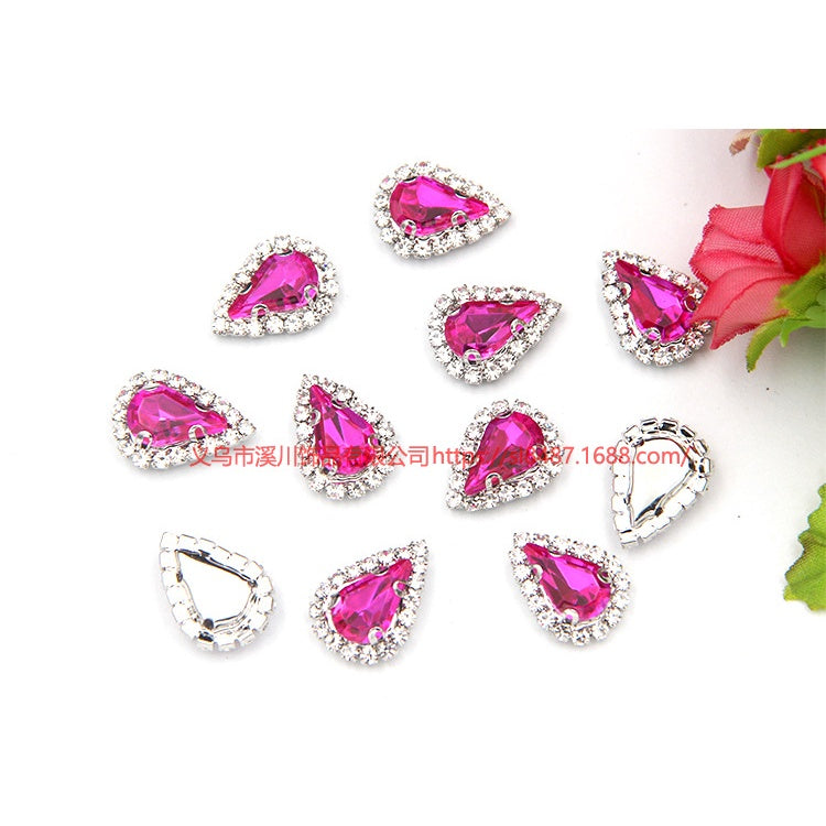 10pcs 5*8mm Sharp Drop Claw Rhinestone Sew on Crystal Rhinestone with Gold/Sliver Claw Crystal for Clothing Garment Diy Headdress Accessories