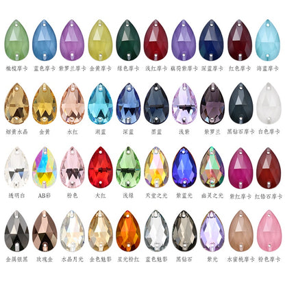 10PCS Glass Flat Seam Water Drop Hand Seam Rhinestone Super Bright AB Color Flat Seam Rhinestone