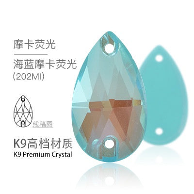 10PCS Glass Flat Seam Water Drop Hand Seam Rhinestone Super Bright AB Color Flat Seam Rhinestone