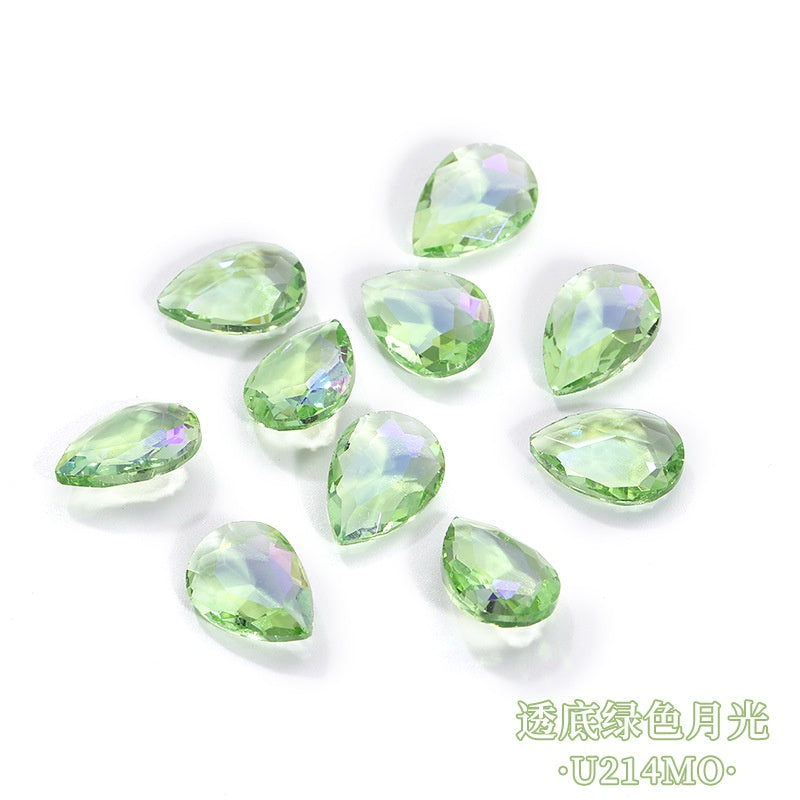8*13mm Drop Shape Shiny Moonlight Crystal Nail Art Glass Transparent Rhinestone for DIY Phone Case Decoration