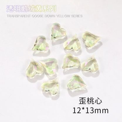 Nail Rhinestone 10pcs Glass Products Transparent Goose Down Yellow Series Crystal Mobile Phone Stick Rhinestone Diy Accessories