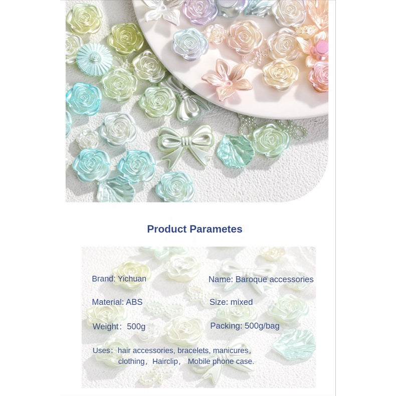50g Baroque Mixed Designs Diy Homemade Flower Bow Shape Resin Phone Case Decoration ABS Headdress Hair Accessories
