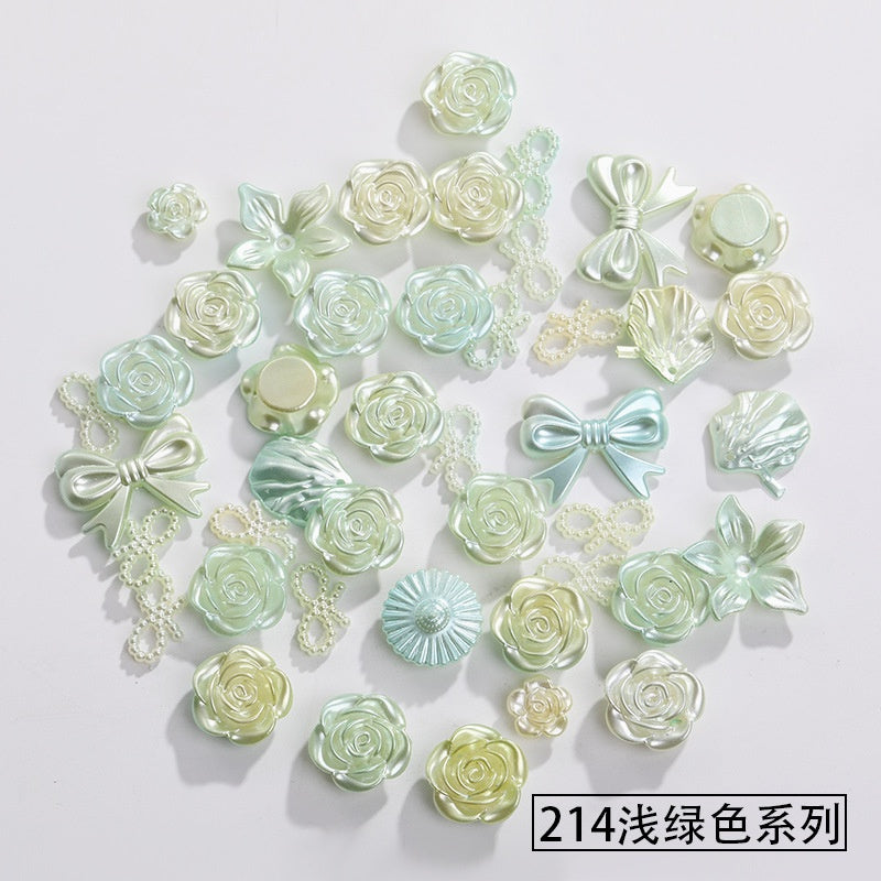 50g Baroque Mixed Designs Diy Homemade Flower Bow Shape Resin Phone Case Decoration ABS Headdress Hair Accessories