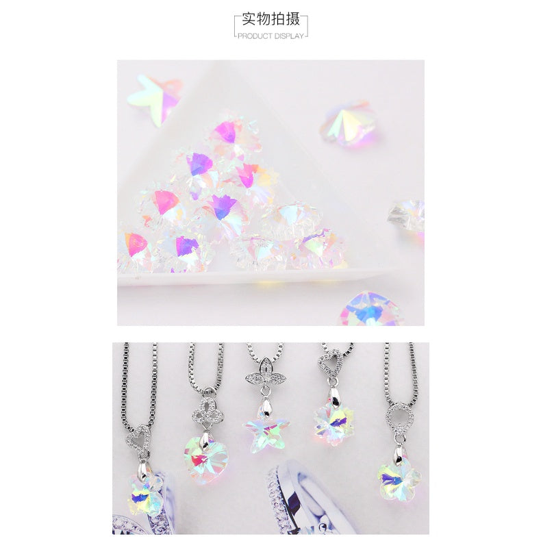 Single-hole Pendant DIY Accessories Earpiece Necklace Accessories Multi-shape AB Colored Glass Rhinestone
