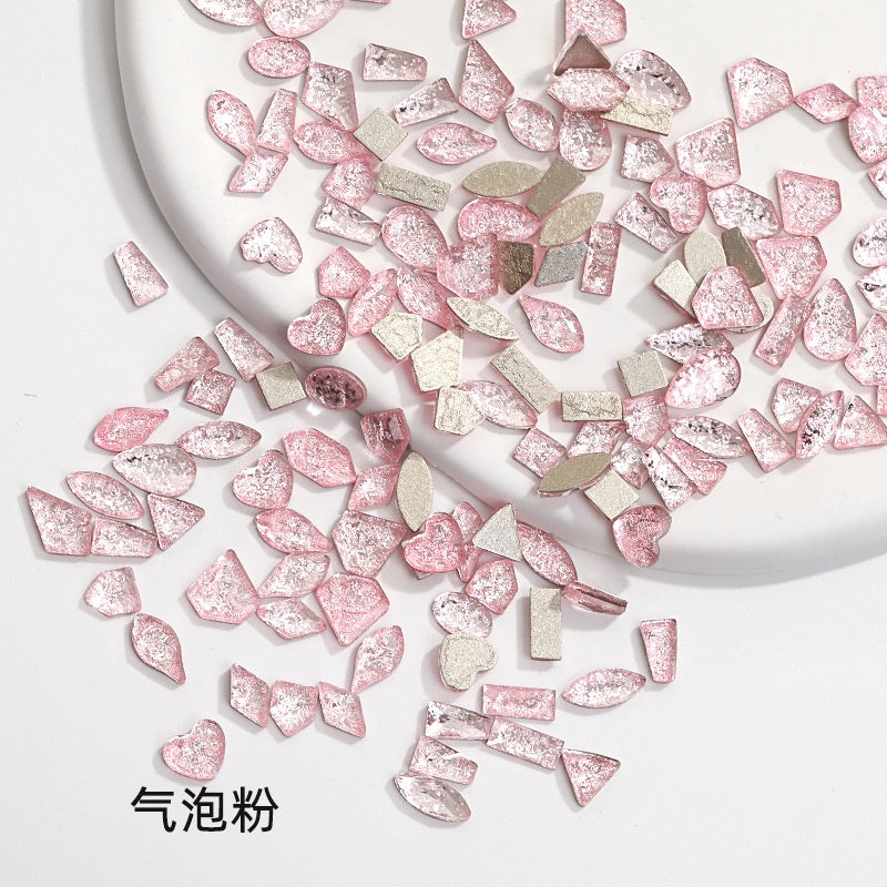 Pink Flat Rhinestone 20pcs DIY Nail Rhinestone Ins Glass Rhinestone Nail Fingertip Diamond Jewelry Mix