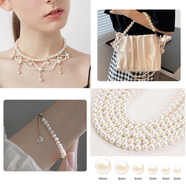 Pearl Multi Specification 3/5/6/8/10mm High Gloss Water Polished Imitation Pearl Can Perforate DIY Bracelet Necklace Accessories