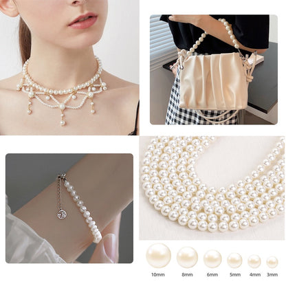 Pearl Multi Specification 3/5/6/8/10mm High Gloss Water Polished Imitation Pearl Can Perforate DIY Bracelet Necklace Accessories
