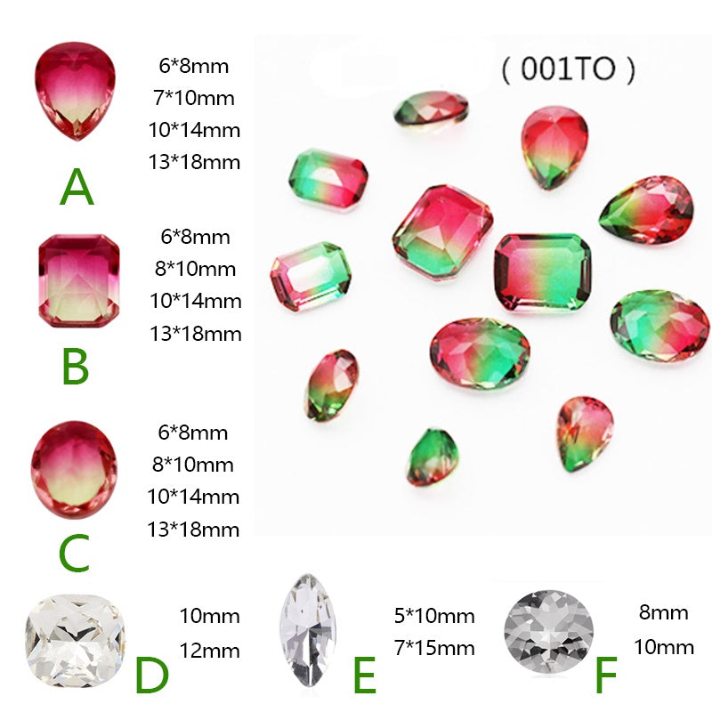 10Pcs Elliptic shape Special Color Gradient Nail Rhinestones Diy Accessories Nail Jewelry Materials
