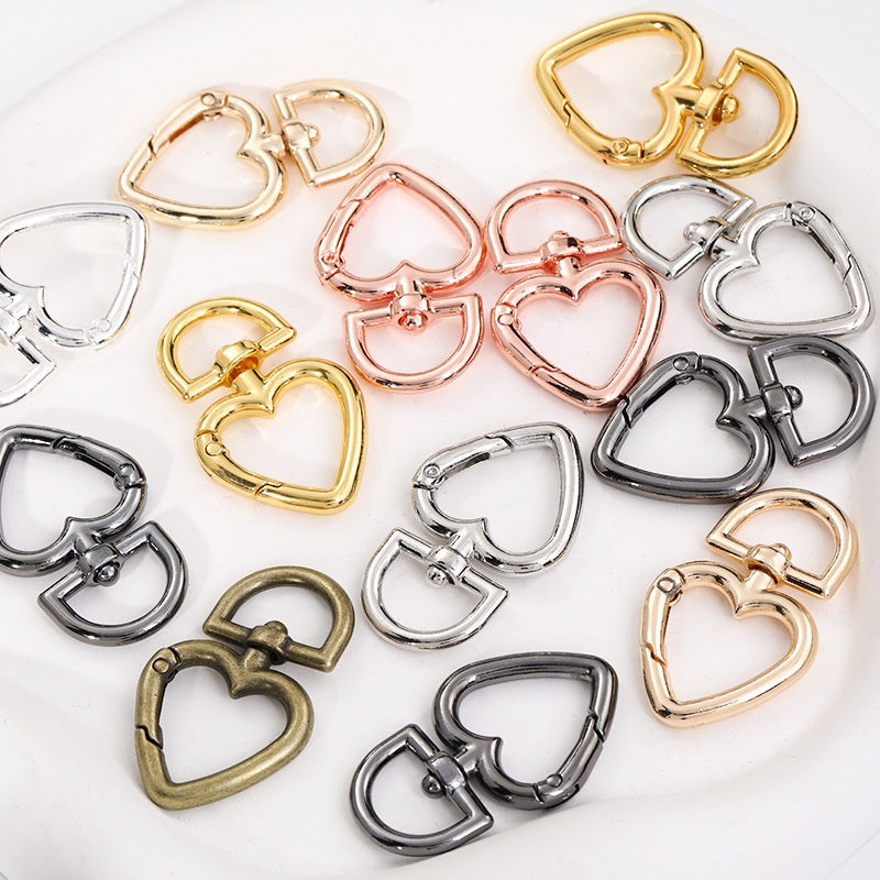 Metal Peach Heart Love Spring Buckle Keychain Dog Buckle Rope Buckle Diy Plush Doll Bag Hanging Ornament Accessories Pendant