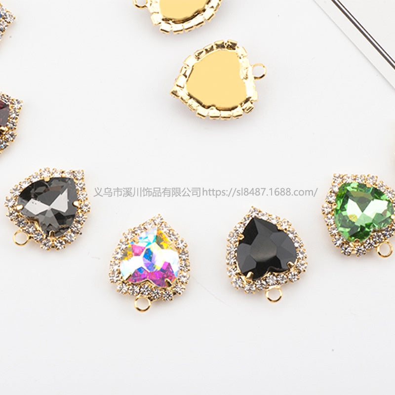 10pcs 14mm Crystal Buckle Glass Heart Claw Rhinestone Pendant Diy Clothing Accessories Materials