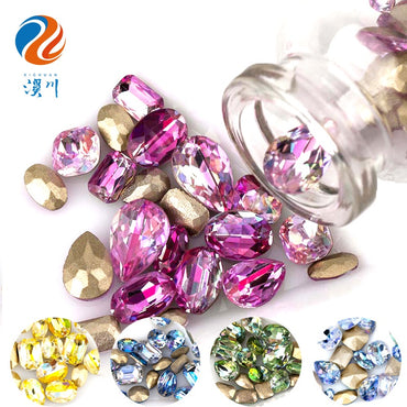 Shiny Pointy Bottoming K9 Material 1pcs Nail Rhinestone Laser Color Nail Paste Rhinestone Diy Accessories Nail Ornament Nail Paste Rhinestone 5 Color