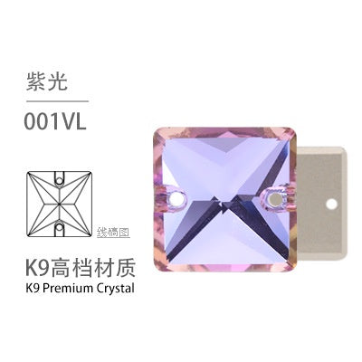 10pcs Flat Hand Stitched Crystal Square Flat Button Glass Double Hole Rhinestone