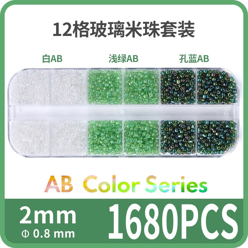 Fashion 12 Gramme Bead Set Box DIY Chain Through Hole Glass Cross Beaded Bracelet Beads