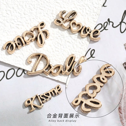 Diy Alloy Letter Hair Accessories Alloy Accessories Retro Alloy Letter Cream Glue Accessories Diy Phone Case Hair Clip Material Pack