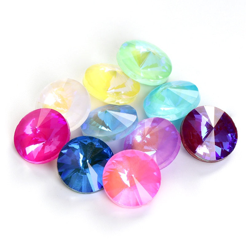 8/10/12mm Round Shape Mocha Fluorescence Color Crystal Diamond Glass Rhinestone for Clothing Jewelry Accessories