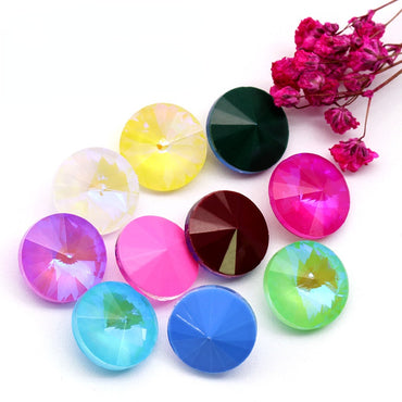 8/10/12mm Round Shape Mocha Fluorescence Color Crystal Diamond Glass Rhinestone for Clothing Jewelry Accessories