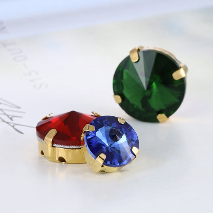 8/10mm Round Shape Crystal Rhinestone Sew On Gold Claw Rhinestone for Clothing Accessories