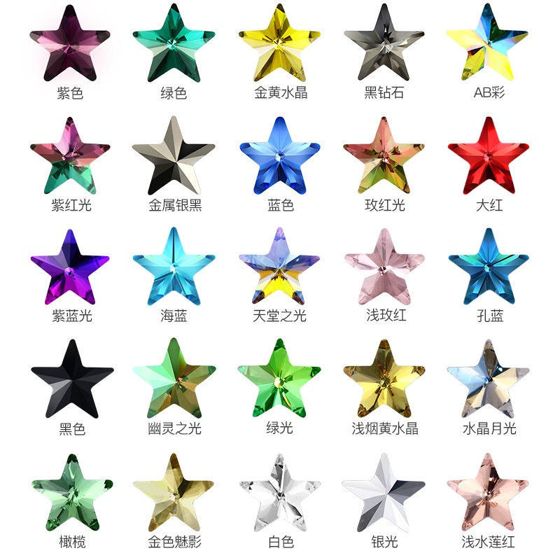 10PCS Pentacle High Top Rhinestones Pointed Bottom Special-shaped Rhinestones Diy Jewelry Accessories Pointed Bottom Rhinestones Stick Rhinestones Materials
