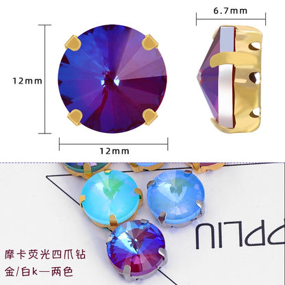 Round Shape 12mm Mocha Fluorescent Crystal Sew On Rhinestone for Clothing Accessories Rhinestone