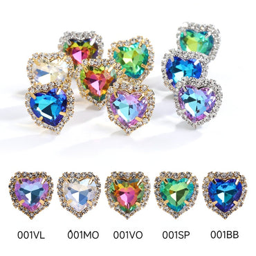 Shiny Color Love Crystal Buckle Electroplating Color 1pcs Glass Golden Setting Rhinestone Girth Edge Hand Stitched Rhinestone with silver bottom Diy Clothing Accessories