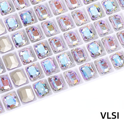 6*8mm/8*10mm Garment Rhinestone Shiny Crystal K9 Glass Electroplated light color tip bottom nail rhinestone DIY Accessories