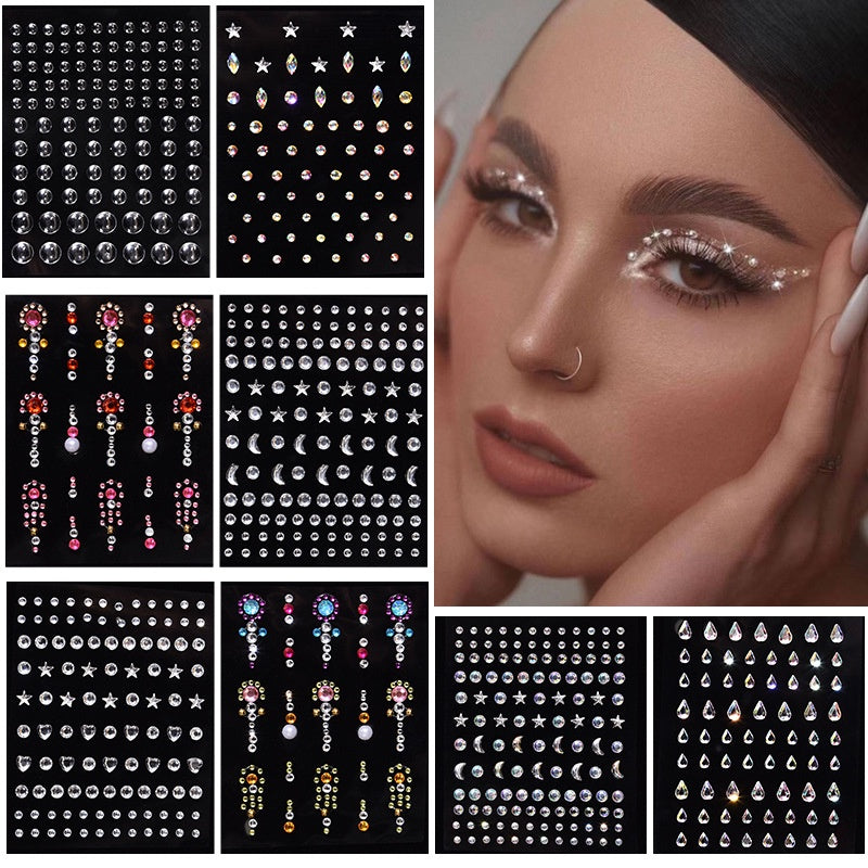 Colorful Super Shiny Rhinestone Stickers for Masquerade Parties DIY Makeup Kit