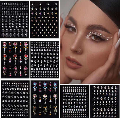 Colorful Super Shiny Rhinestone Stickers for Masquerade Parties DIY Makeup Kit