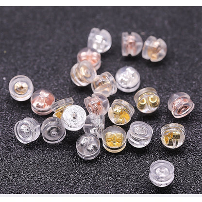 Diy Ear Ornament Accessories 10pcs Transparent Plastic Silicone Anti-slip Anti-fall Hamburger Ear Blocking Cap Ornament Material Accessories
