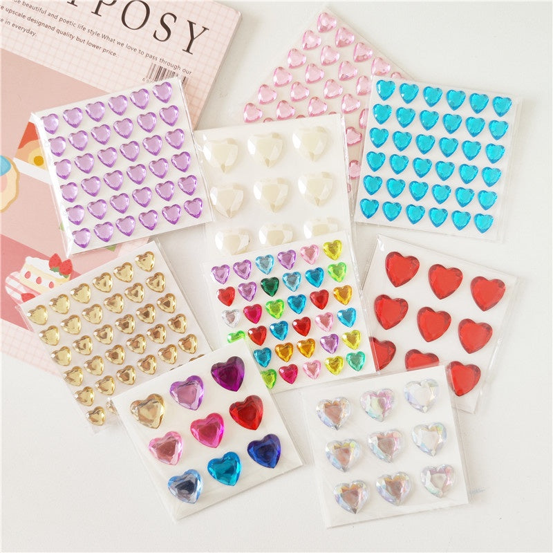 Shiny Love Heart Laser Acrylic Diamond Stickers Mobile Phone Case Hand Tent DIY Crystal Decorative Stickers