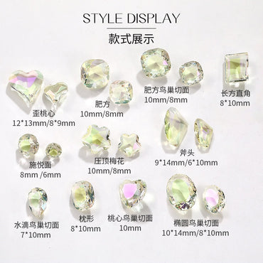 Nail Rhinestone 10pcs Glass Products Transparent Goose Down Yellow Series Crystal Mobile Phone Stick Rhinestone Diy Accessories