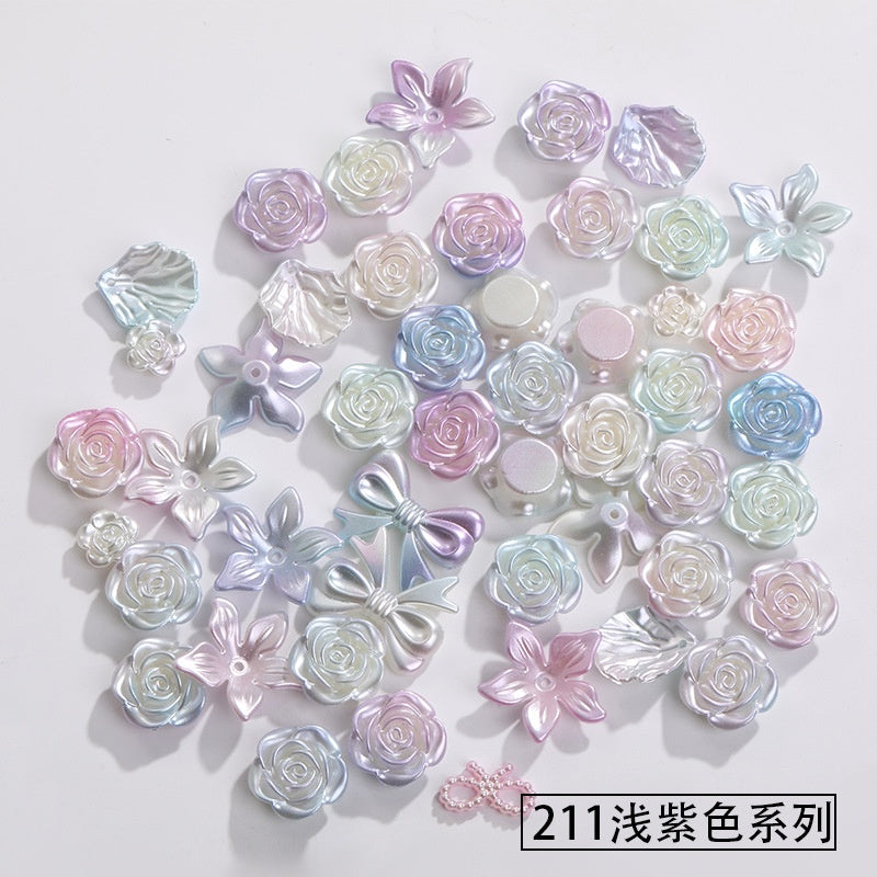 50g Baroque Mixed Designs Diy Homemade Flower Bow Shape Resin Phone Case Decoration ABS Headdress Hair Accessories