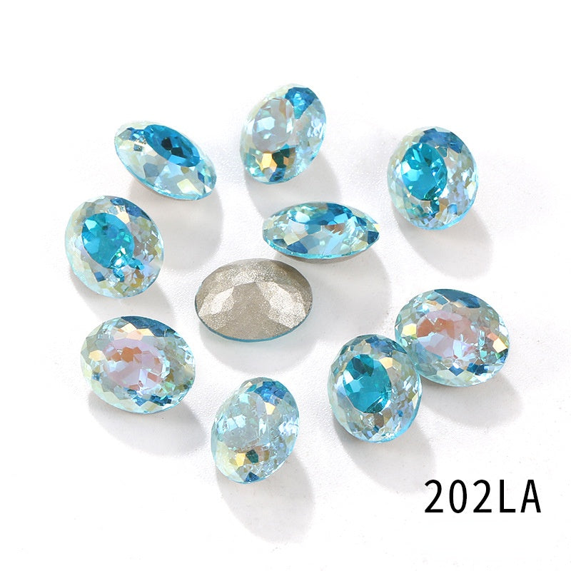 Candy Color 8*10/10*14mm Transparent Oval Crystal Nest Surface K9 Rhinestone Costume Jewelry Production
