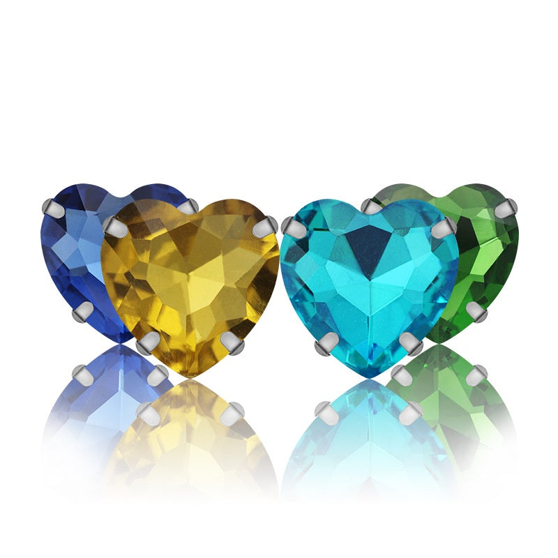 Heart Shape 18mm Shiny Crystal Rhinestone DIY Sew On Rhinestones Clothing Garment Accessories