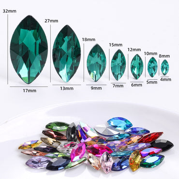 5*10mm /9*18mm Horse Eye Rhinestones Special-shaped Glass Crystal Rhinestones Diy Phone Case Perfume Holder Stick Rhinestones Ornament Accessories