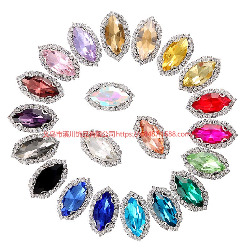 10pcs Rhinestone 7*15MM Crystal Buckle Claw Diy Headdress Accessories Clothing Flash
