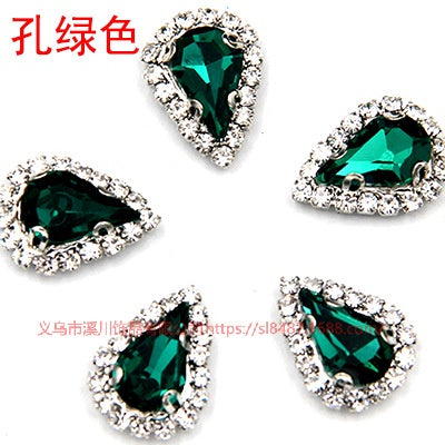 10pcs 5*8mm Sharp Drop Claw Rhinestone Sew on Crystal Rhinestone with Gold/Sliver Claw Crystal for Clothing Garment Diy Headdress Accessories
