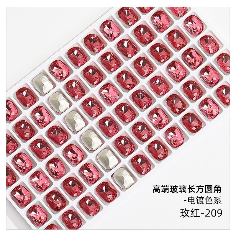 10mm  10pcs Nail Rhinrhinea High-end Tip Bottom Rhinrhinea  Rectangular Round Corner Diy Accessories Materials