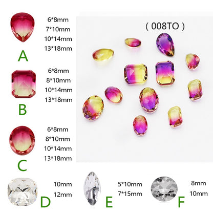 10Pcs Elliptic shape Special Color Gradient Nail Rhinestones Diy Accessories Nail Jewelry Materials