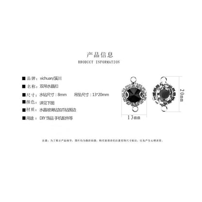 5pcs 8mm Square Double-hole Pendant Crystal Buckle Glass Claw Rhinestone Perimeter Diy Bracelet Ornament Accessories