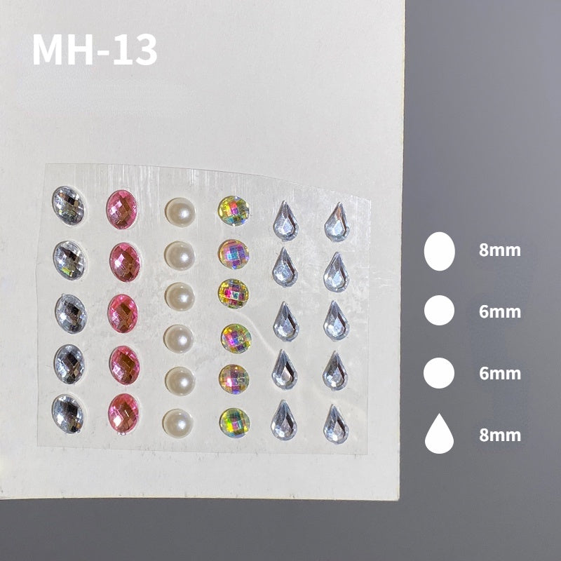 Butterfly Rhinestone Tear Eye Paste Pearl Glue Eyebrow Paste Eye Paste Forehead Face Paste Rhinestone Resin Gem Nail DIY