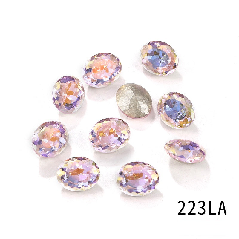 Candy Color 8*10/10*14mm Transparent Oval Crystal Nest Surface K9 Rhinestone Costume Jewelry Production