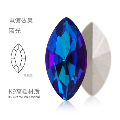 5*10mm/10pcs K9 Horse Eye Pointed Bottom Rhinestone Unusual Type Special Rhinestone Diy Ornament Accessories Pointed Bottom Rhinestone Nail Paste Rhinestone Decorative Accessories