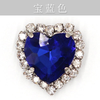12mm 10pcs Heart Shape Crystal Rhinestone With Sliver/Gold Bottom For DIY Garment Clothing