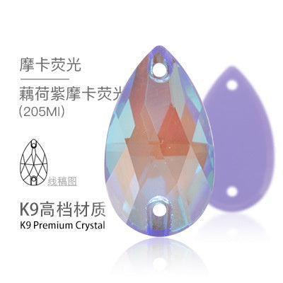10PCS Glass Flat Seam Water Drop Hand Seam Rhinestone Super Bright AB Color Flat Seam Rhinestone