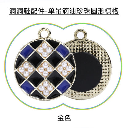 Crocs Diy Accessories Alloy Pearl Checker Series Garden Shoes Buckle Decorative Buckle